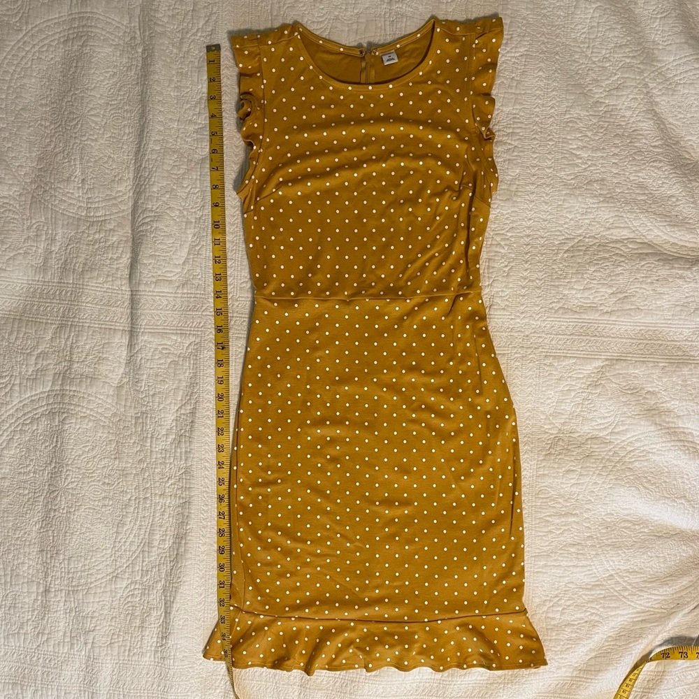 Mustard Yellow Stretchy Knee-Length Dress